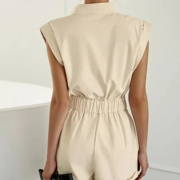 chic classy zipper front romper - Picture 4 of 9
